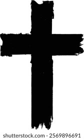 Textured Religion Cross . Christian cross . Vector cross with rough edges
