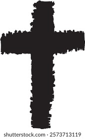 Textured Religion Cross . Christian cross . Vector cross with rough edges
