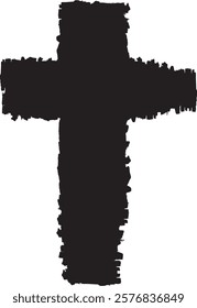 Textured Religion Cross . Christian cross . Vector cross with rough edges