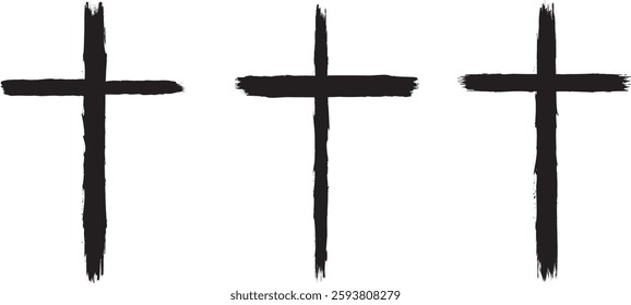 Textured Religion Cross . Christian cross . Vector cross with rough edges