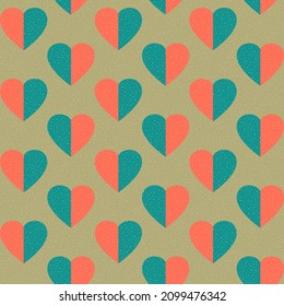 fondo repetitivo texturado con la mitad de los corazones. patrón sin costuras vectorial. día de San Valentín. muestra de tela. papel envolvente. textura moderna y elegante. plantilla de diseño para textil, tarjeta de felicitación, decoración
