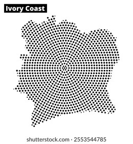 A textured representation of the geographic outline of Ivory Coast, highlighting its unique shape and topography.