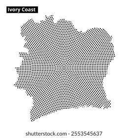 A textured representation of the geographic outline of Ivory Coast, highlighting its unique shape and topography.