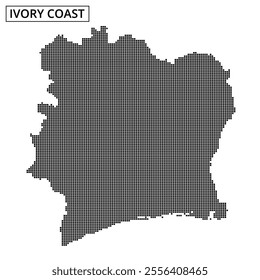 A textured representation of the geographic outline of Ivory Coast, highlighting its unique shape and topography.