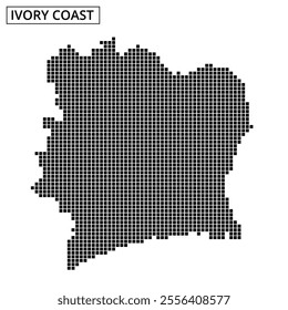 A textured representation of the geographic outline of Ivory Coast, highlighting its unique shape and topography.