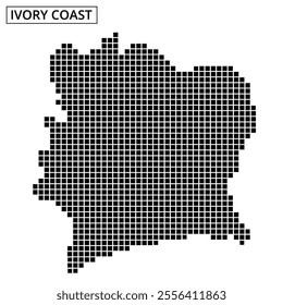 A textured representation of the geographic outline of Ivory Coast, highlighting its unique shape and topography.