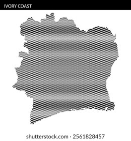 A textured representation of the geographic outline of Ivory Coast, highlighting its unique shape and topography.