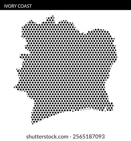 A textured representation of the geographic outline of Ivory Coast, 