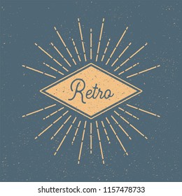 Textured Retro Frame and Sunburst