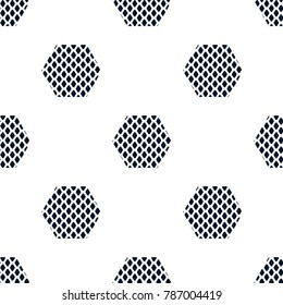 Textured rhombuses blue seamless vector pattern. Geometric repeating background.