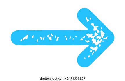 Textured right-pointing arrow in light blue, perfect for navigation and UI design. Vector illustration.