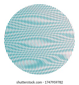 Textured round saver with optical illusion of smooth wavy lines isolated on white. Hypnotic abstract design element for created web background savers, mobile apps, home textile.