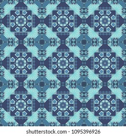 Textured seamless pattern. Abstract blurred paisley gray, violet and blue ornament. Orient popular style. Sloping seamless colorful ornament for design and backgrounds. Vector illustration.