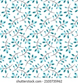 Textured seamless pattern with elements of botanical lines and twigs. Vector pattern with minimalistic style.