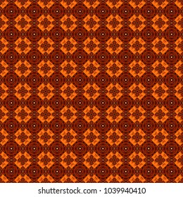 Textured seamless pattern. Sloping seamless colorful ornament for design and backgrounds. Orient popular style. Vector illustration. Abstract blurred paisley brown, orange and red ornament.