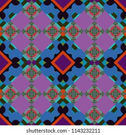Textured seamless pattern. Sloping seamless colorful ornament for design and backgrounds. Vector illustration. Abstract blurred paisley purple, gray and blue ornament. Orient popular style.