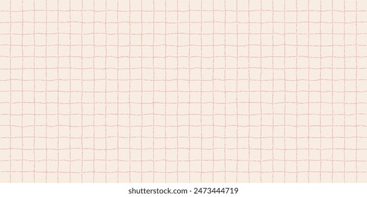 Textured sheet of paper in a checkered pattern with a stipple effect. Cute pastel pink background, irregular geometric pattern, notebook page.