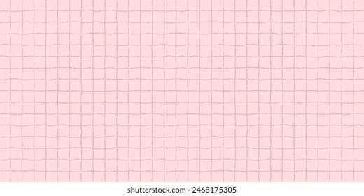 Textured sheet of pink checkered paper with a stipple effect. Cute pastel background, irregular geometric pattern.