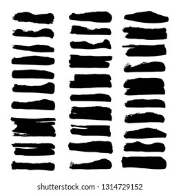 Textured short strokes big set isolated on white background