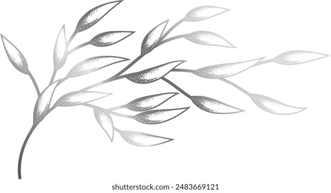 Textured Silver hand drawn barnch