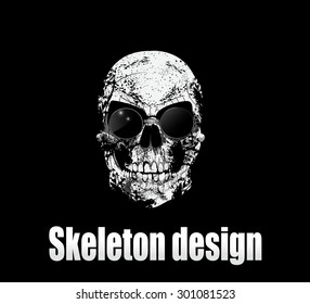 Textured skull with sunglasses. Every element of picture, such as scratch, shadows,texture, glasses... saved on different layers, Easy to edit. Vector