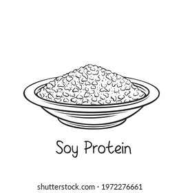 Textured Soy Protein(TVP) outline vector icon, drawing monochrome. Healthy food vector illustration for design vegetarian diet.
