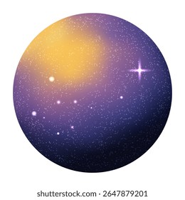 Planeta espacial texturizado com cor roxa e amarela para projetos de design cósmico