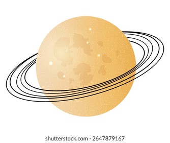 Planeta espacial texturizado com cor amarela e anéis para projetos de design cósmico