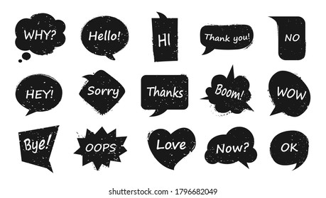 Textured speech bubble. Collection of grunge shapes and speech bubbles.