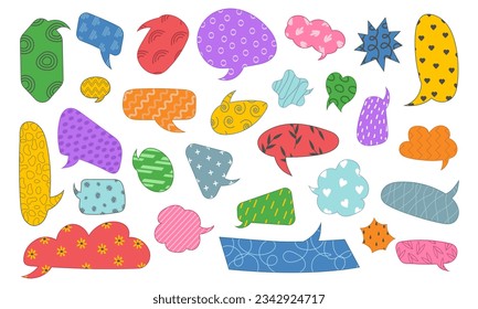 Textured speech bubbles. Vector illustration.