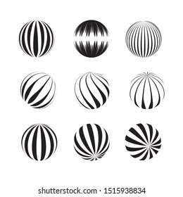 textured sphere pack of vector logo design, black and white