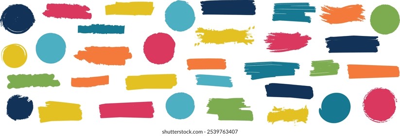 Textured splash banner set, colorful brush strokes, vector silhouette set