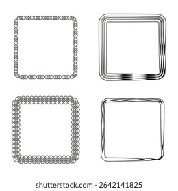 Textured square icon. Grunge box shape. Decorative border symbol. Vector contour element.