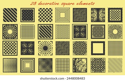 Cuadrados texturizados, fondos para crear proyectos de diseño. Conjunto de Elementos decorativos de Vector