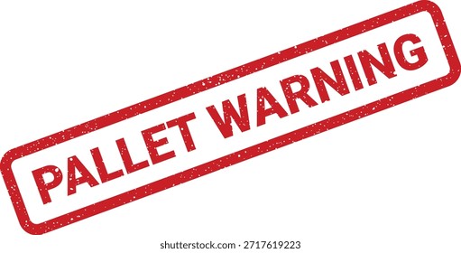 Icono de sello texturizado con "PALLET WARNING" en estilo rústico, útil para avisos de seguridad o alertas logísticas en contenedores.