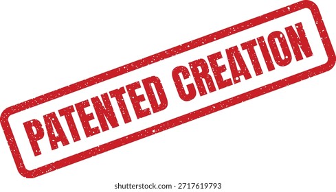 Un sello texturizado que indica una creación patentada, perfecto para documentos, presentaciones o materiales relacionados con nuevas invenciones y trabajos creativos.