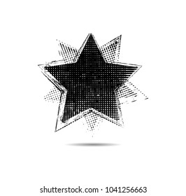 Textured Star vector shapes used for stamps, banners. Icon.
