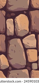 Conjunto de Vector de piedra texturizada y ladrillo. Paredes de castillos antiguos, calles de adoquines y bloques de hormigón, perfectos para ambientes de juego y efectos visuales arquitectónicos.