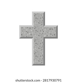 A textured stone cross, representing religious belief and devotion.