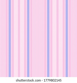 Textured stripe seamless pattern with Blue, Pink and White colors vertical parallel stripes.Vector abstract background.