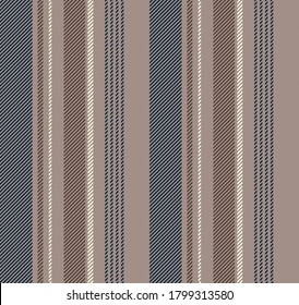 Textured stripe seamless pattern with Blue, Brown and Beige colors vertical parallel stripes.Vector abstract background.