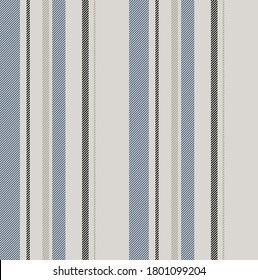 Textured stripe seamless pattern with Blue, Black and Beige colors vertical parallel stripes.Vector abstract background.