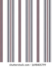 Textured stripe seamless pattern with navy blue,red and white colors vertical parallel stripe.Vector abstract background.