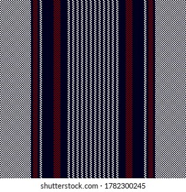 Patrón transparente de rayas texturadas con franjas paralelas verticales de color azul marino, rojo y blanco.Fondo abstracto vectorial.