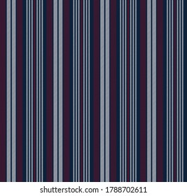 Textured stripe seamless pattern with Navy Blue, Red and White colors vertical parallel stripes.Vector abstract background.