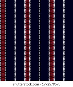 Textured stripe seamless pattern with Navy blue, Red and White colors vertical parallel stripes.Vector abstract background.