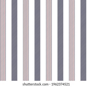 Textured stripe seamless pattern with Navy Blue, Red and White colors vertical parallel stripes.Vector abstract background.