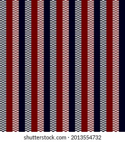 Textured stripe seamless pattern with Navy blue, White, Red and White colors vertical parallel stripes.Vector abstract background.