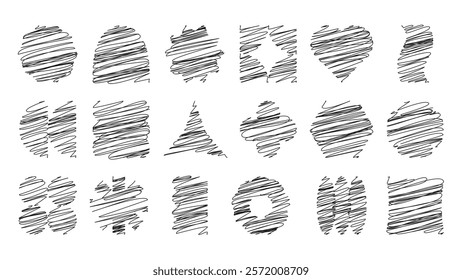 Textured and striped abstract shapes in square format