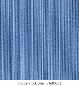 Textured striped old blue jeans denim linen fabric background. Seamless pattern. Vector.